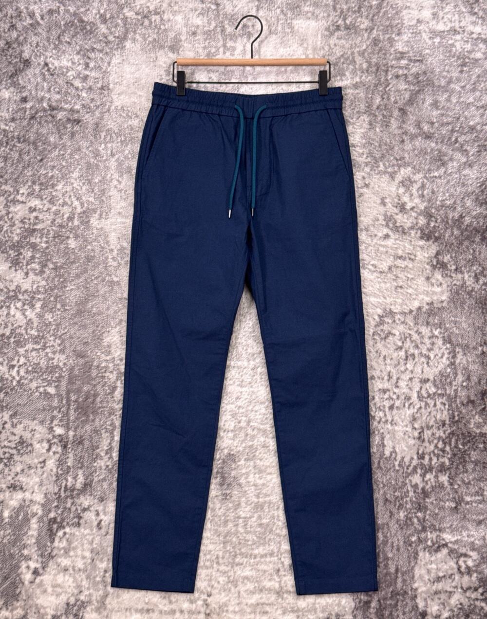 Paul Smith Drawstring Trouser Pants Small Mens Blue Micro Check Cotton Slim